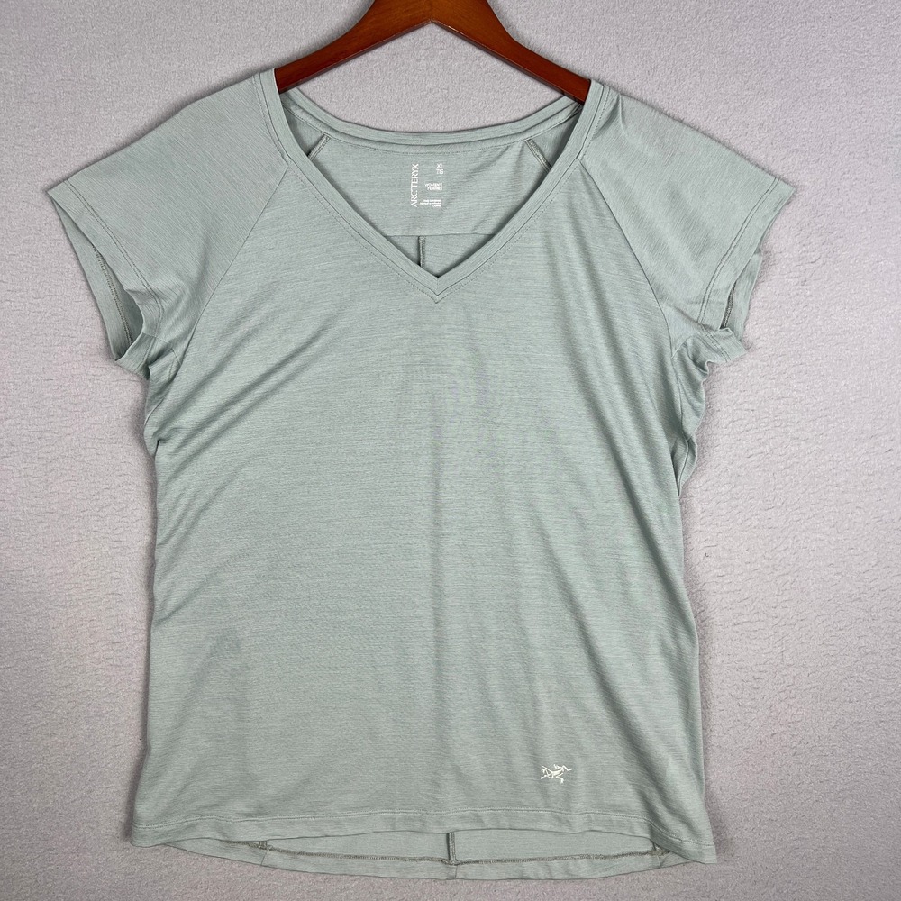 Arcteryx A2B V Neck T Shirt Womans XL Merino Wool Blend Travel Biking Activewear